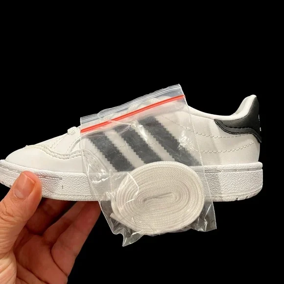adidas Originals Toddler Boys Team Court Sneaker Sz 9 White Black Casual Comfy - Picture 7 of 11